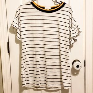 Striped Tee with Ruffle Sleeves